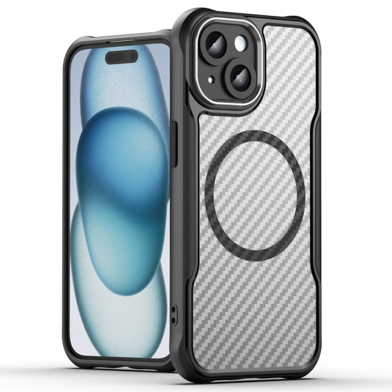 Coque iPhone 15 Plus / 14 Plus MagSafe Translucide Fibre Carbone