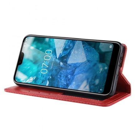 Flip Cover Nokia 7.1 Effet Cuir Vintage Stylisé