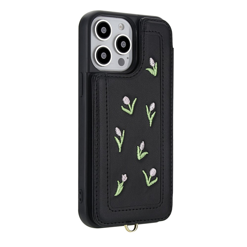 Coque iPhone 15 Pro Porte-Carte Fleuri