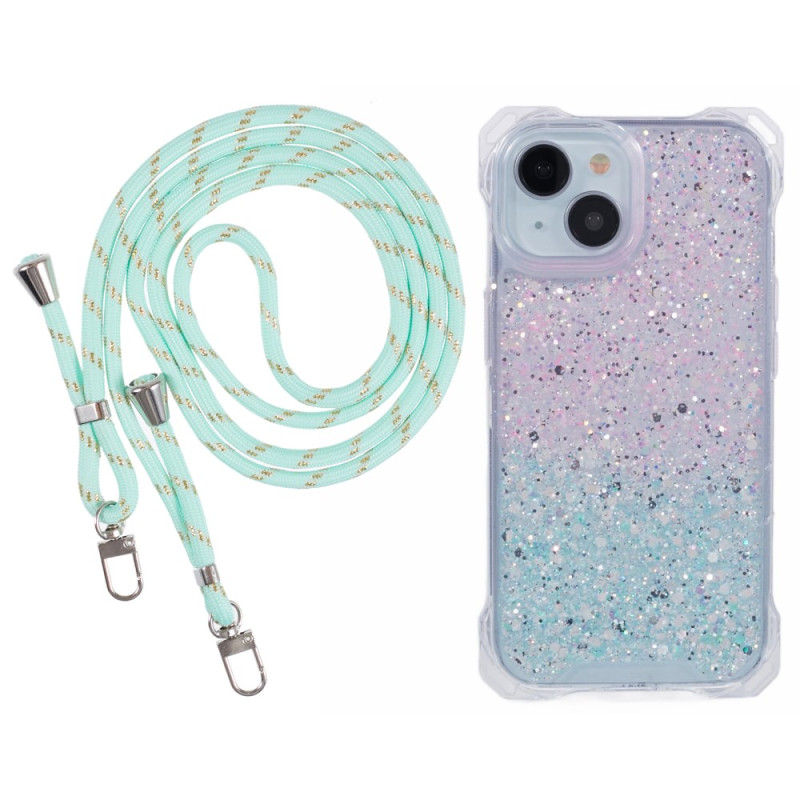 Coque à Cordon iPhone 14 Design Paillettes
