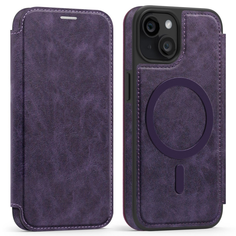 Flp Cover iPhone 14 MagSafe avec Porte-Cartes RFID Effet Daim