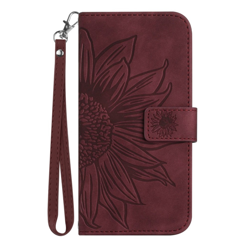 Housse Poco M7 4G Empreinte Tournesol à Lanière