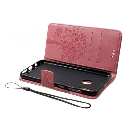 Housse Samsung Galaxy A30 Arbre et Hiboux à Lanière