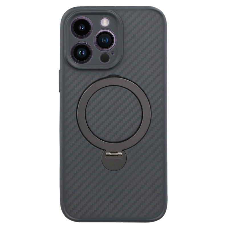 Coque iPhone 14 Pro MagSafe avec Support Texture Fibre de Carbone