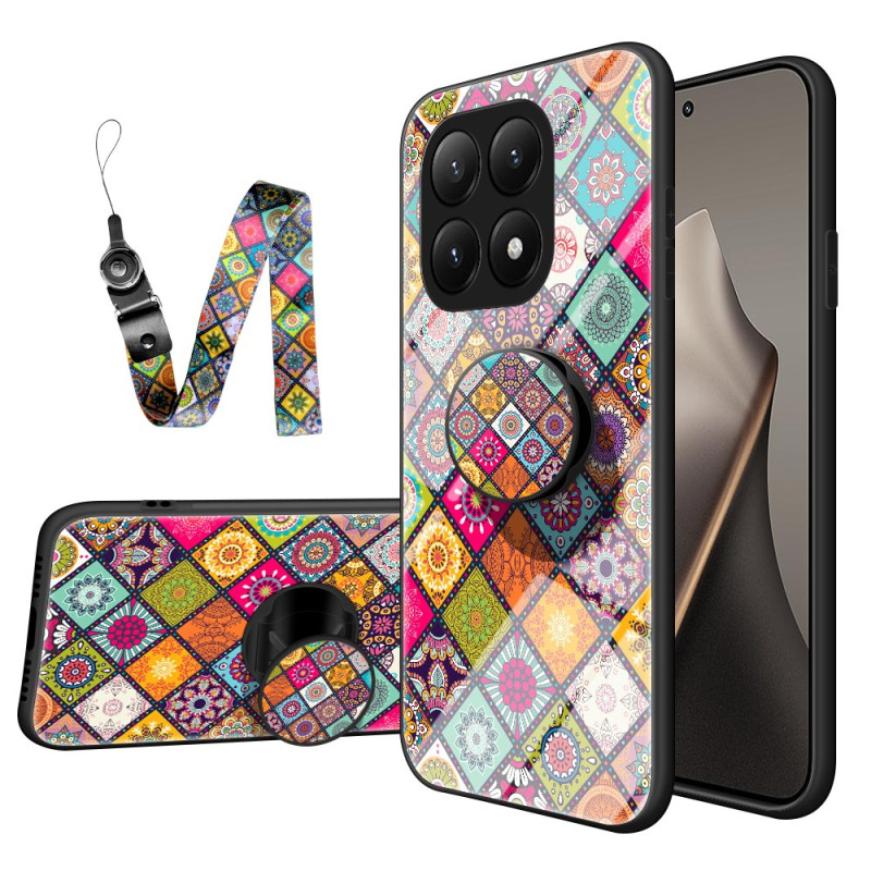 Coque Xiaomi 15T Support et Lanière Design Patchwork