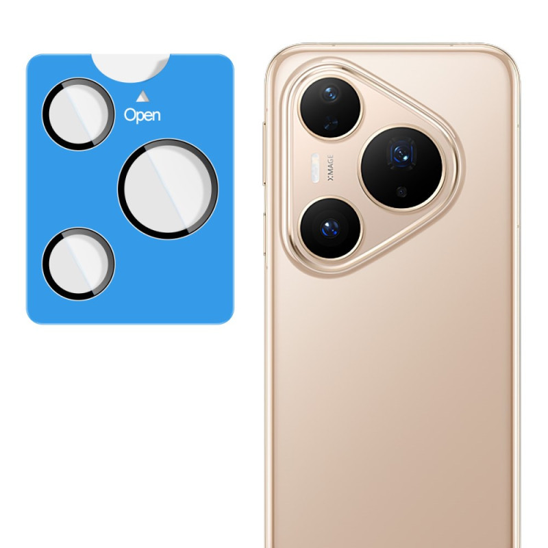 Lentille de Protection en Verre Trempé pour Huawei Pura 80 Pro avec Cadre d'Auto-Positionnement (cercles noirs)