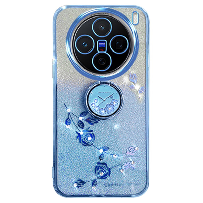 Coque Vivo X200 Support Fleurs Paillettes