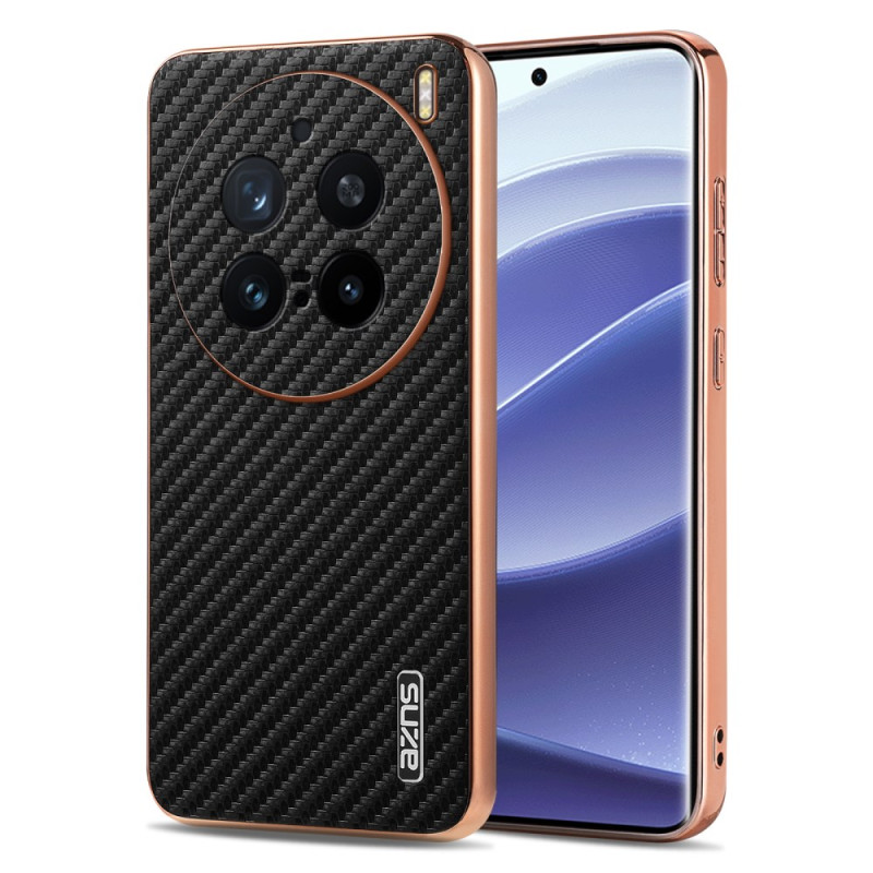 Coque Vivo X200 Pro Fibre de Carbone Portefeuille à Fermeture Éclair