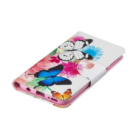 Housse Samsung Galaxy A40 Papillons et Fleurs Peint Housse Samsung Galaxy A40 Papillons et Fleurs Peint