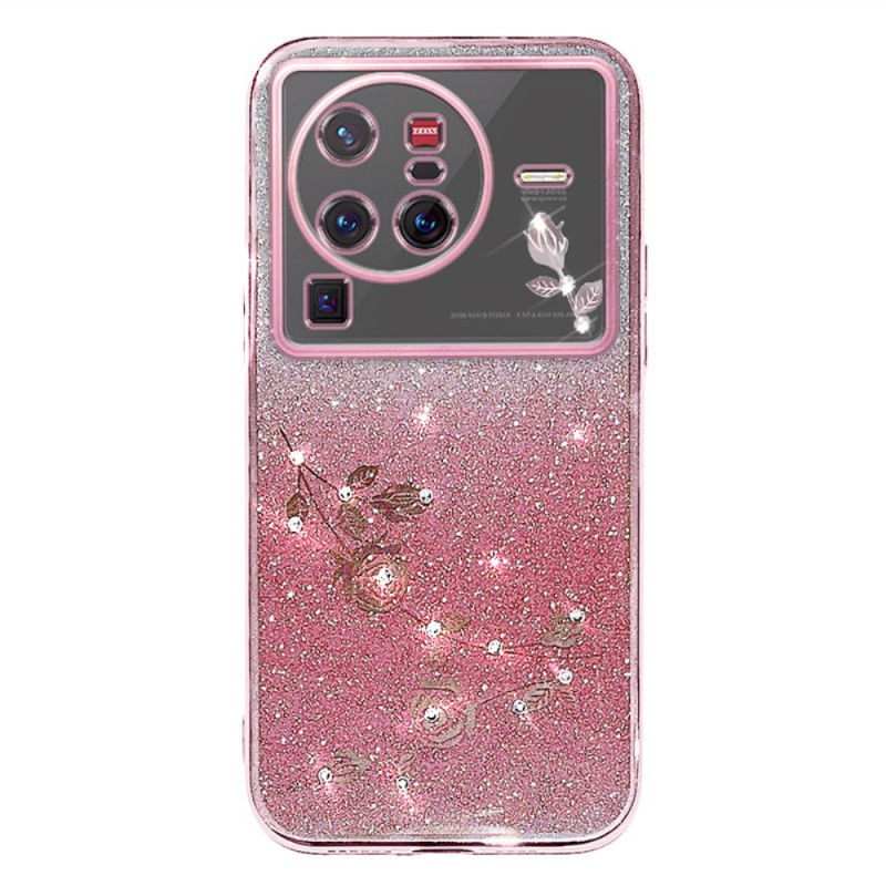 Coque Vivo X80 Pro Fleurs et Strass