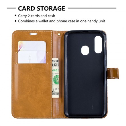 Housse Samsung Galaxy A40 Tissu et Effet Cuir à Lanière Housse Samsung Galaxy A40 Tissu et Effet Cuir à Lanière