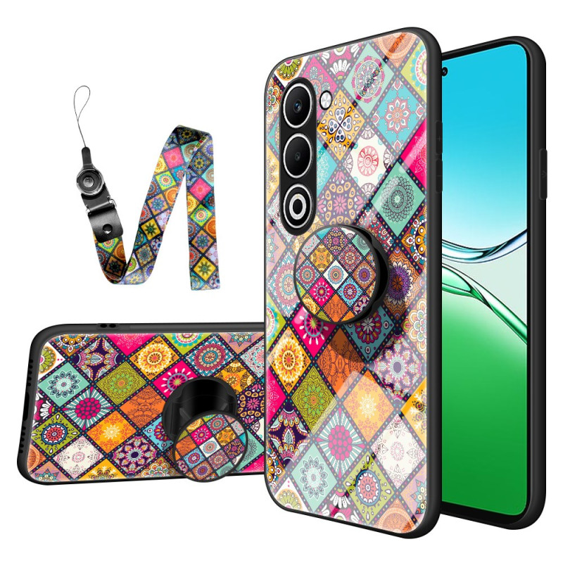 Coque Oppo A5 5G Verre Trempé avec Anneau-Support Patchwork