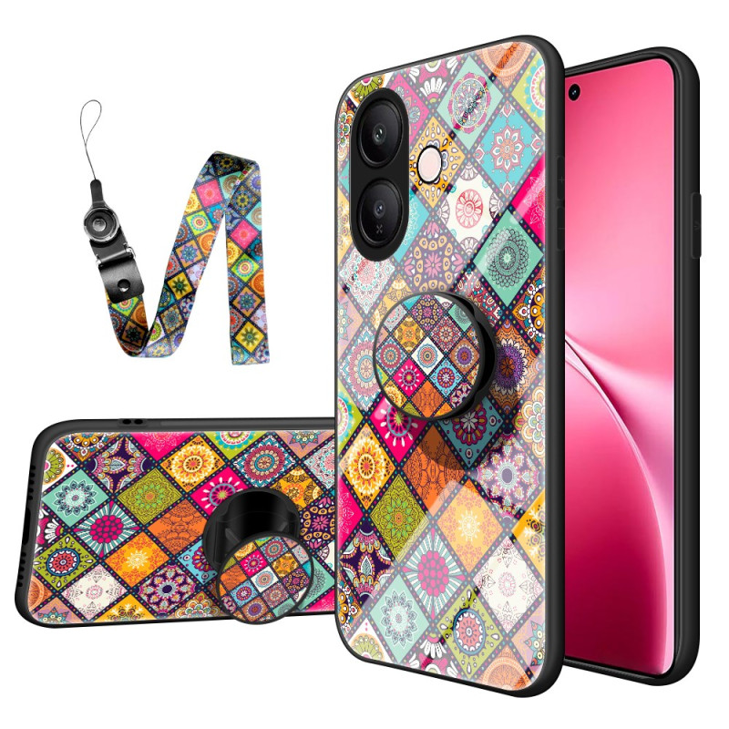 Coque Vivo V60 Lite Anneau-Support et Lanière Patchwork