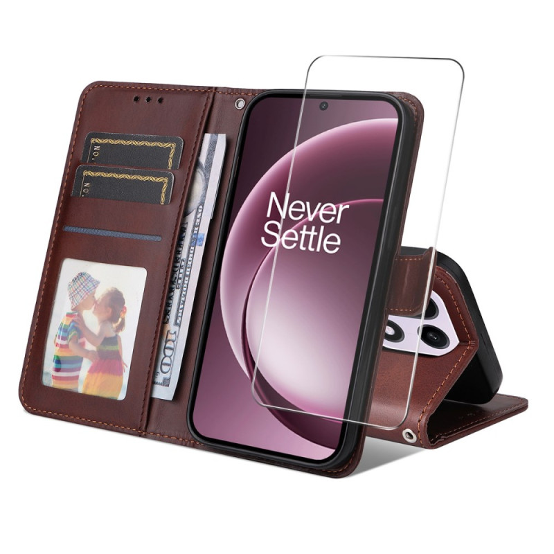 Housse OnePlus 15 Simili Cuir avec Protecteur Écran
