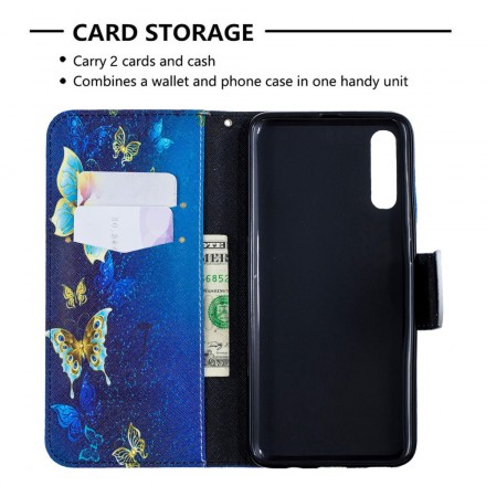 Housse Samsung Galaxy A70 Papillons Dorés Housse Samsung Galaxy A70 Papillons Dorés