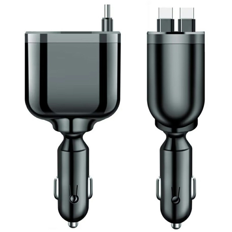 Chargeur Voiture 5-en-1 Double Câble Rétractable LED