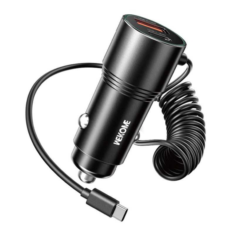 Chargeur Voiture 66W Dual Port avec Câble Ressort WEKOME