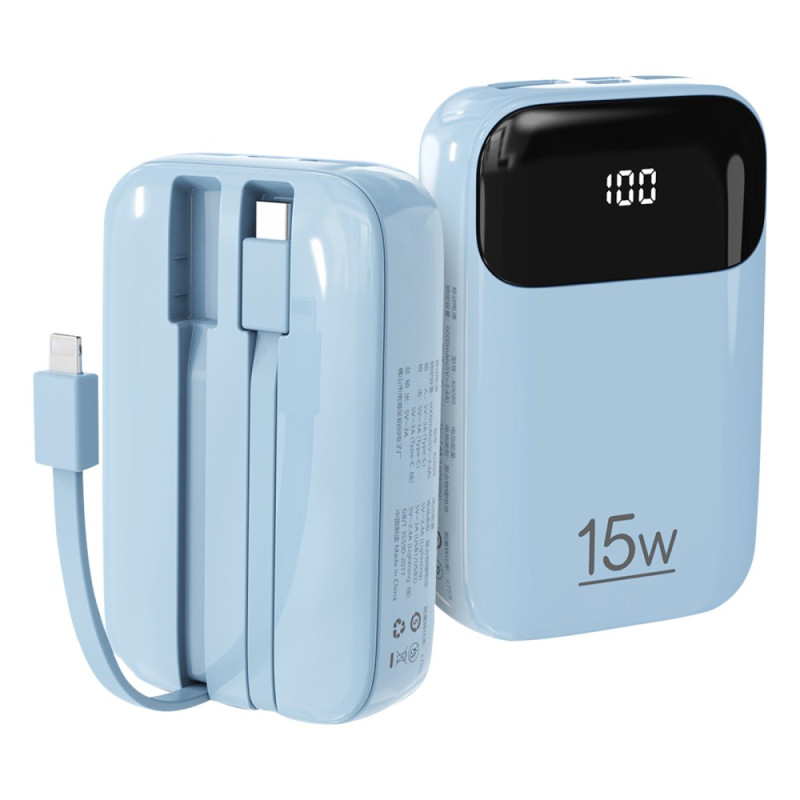 Batterie Externe 20000mAh avec Câbles Intégrés ROISKIN