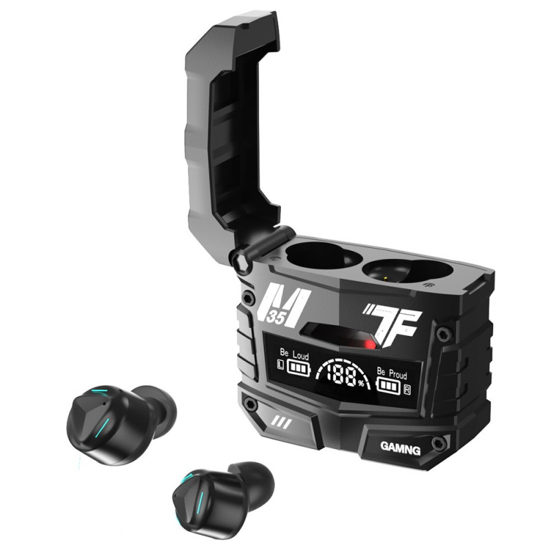 Écouteurs Bluetooth Sans Fil avec Affichage Digital et Étui de Charge