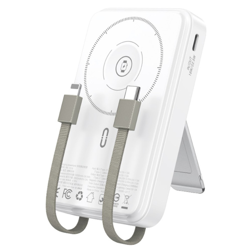 Batterie Externe Magnétique Charge Rapide avec Support et Câble Intégré TOTU