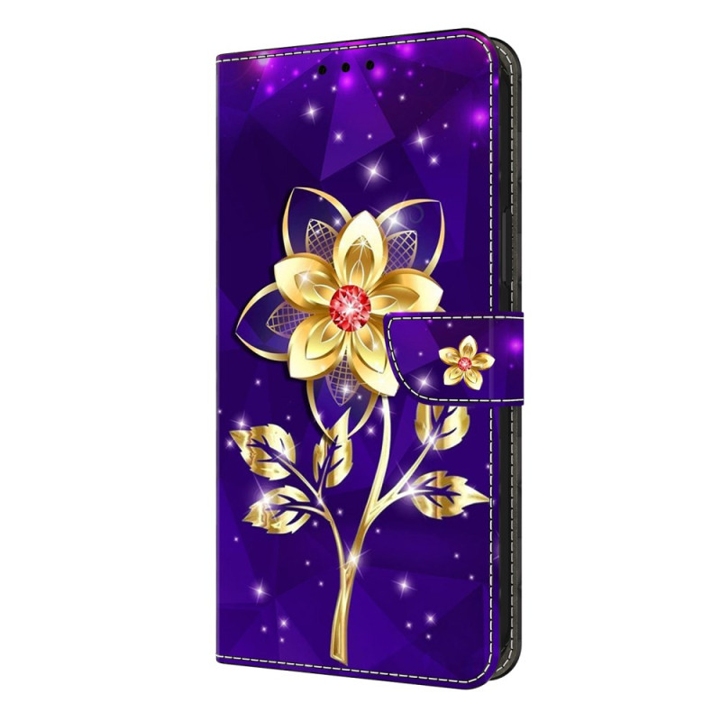 Housse Samsung Galaxy S26 Plus Fleurs Dorées sur Fond Violet