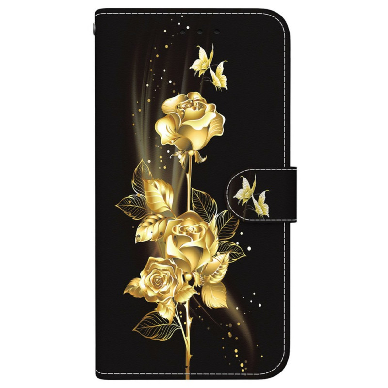 Housse Xiaomi Redmi Note 15 5G Papillons Dorés et Rose