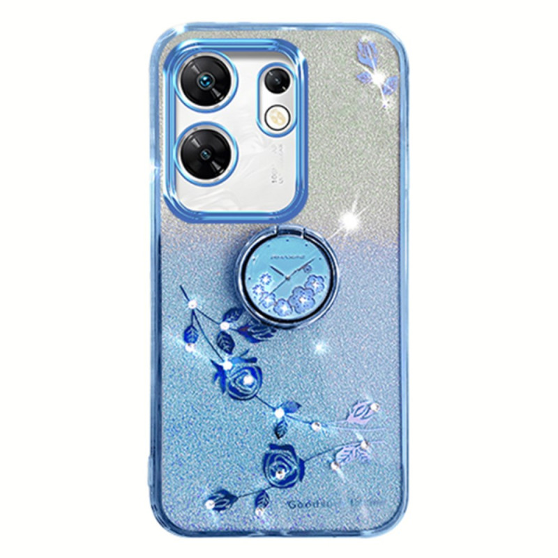 Coque Infinix Zero 30 4G Anneau-Support Fleurs Paillettes