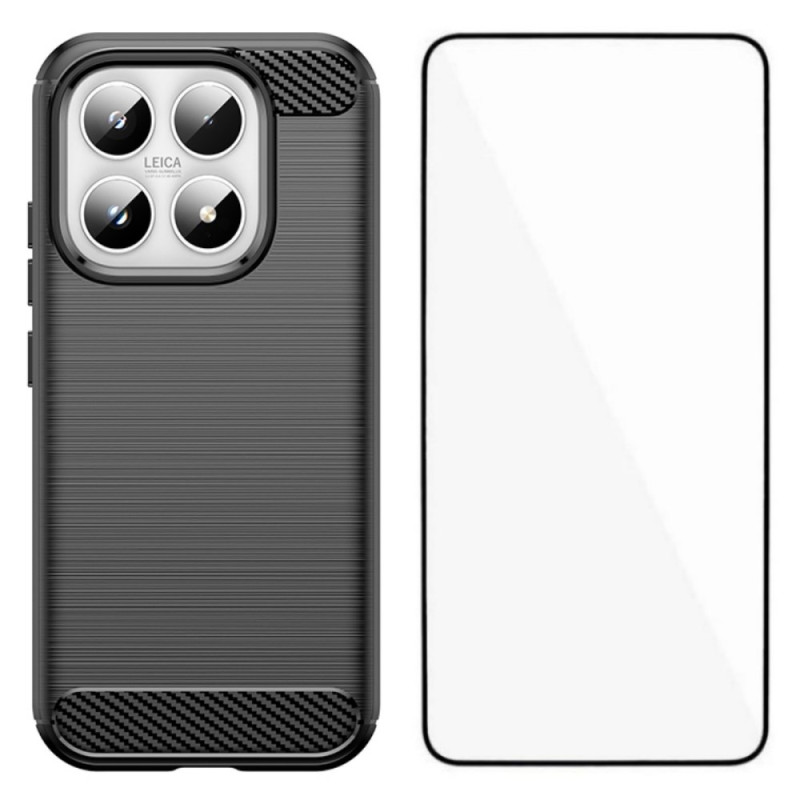 Coque Xiaomi 17 Fibre Carbone Brossée avec Protecteur Écran