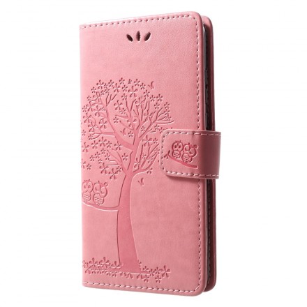 Housse Huawei P30 Lite Arbre et Hiboux à Lanière