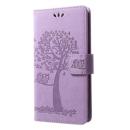 Housse Huawei P30 Lite Arbre et Hiboux à Lanière