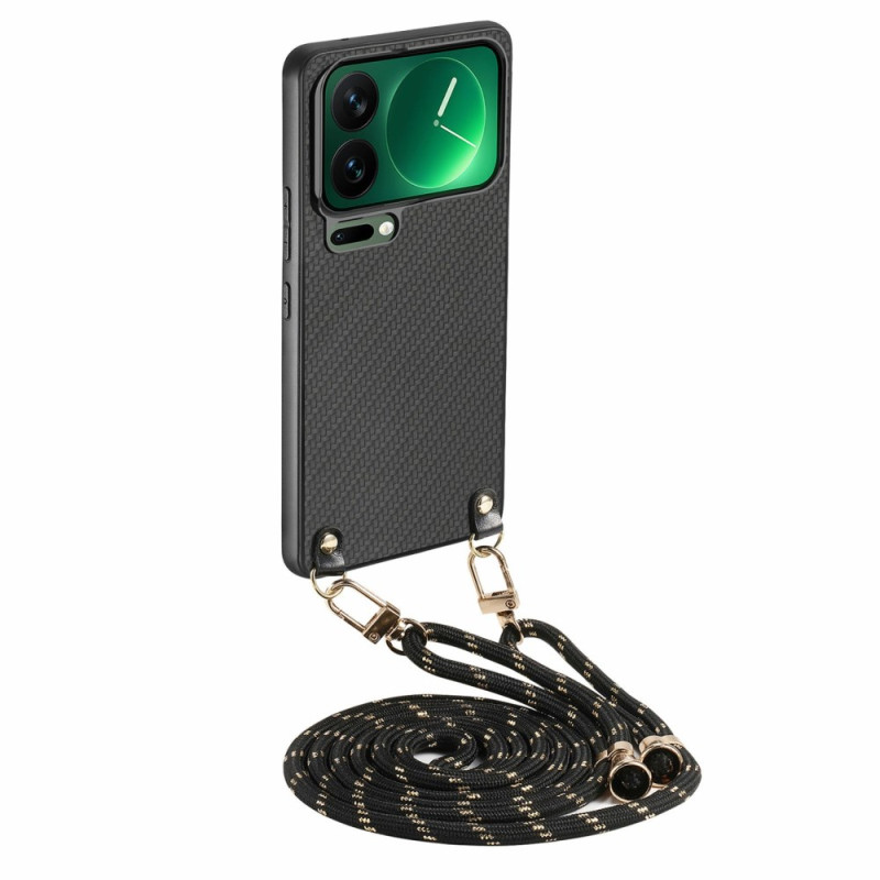 Coque à Cordon Xiaomi 17 Pro Max Texture Fibre de Carbone