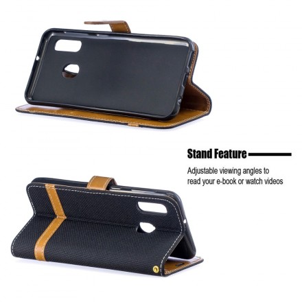 Housse Samsung Galaxy A20e Tissu et Effet Cuir à Lanière Housse Samsung Galaxy A20e Tissu et Effet Cuir à Lanière