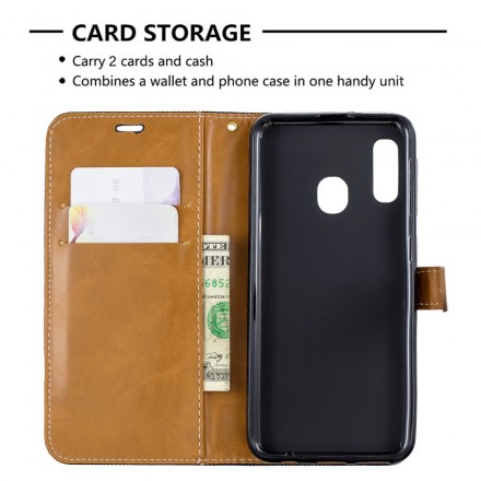 Housse Samsung Galaxy A20e Tissu et Effet Cuir à Lanière Housse Samsung Galaxy A20e Tissu et Effet Cuir à Lanière