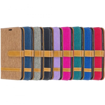 Housse Samsung Galaxy A20e Tissu et Effet Cuir à Lanière Housse Samsung Galaxy A20e Tissu et Effet Cuir à Lanière