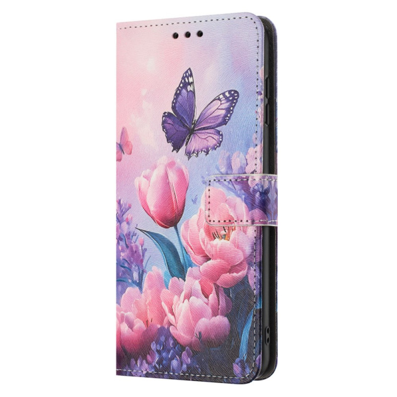 Housse Xiaomi Redmi A3 / A3X / Poco C61 Papillon et Fleurs Roses