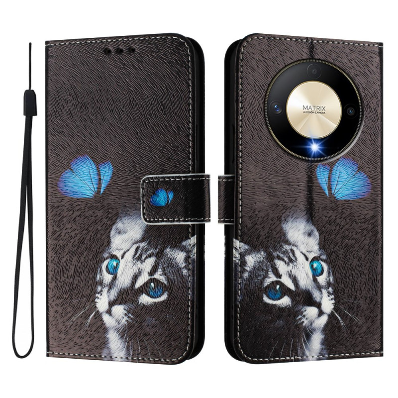 Housse Honor Magic 6 Lite / X9b Papillon Bleu et Chat