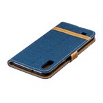 Housse Samsung Galaxy A10 Tissu et Effet Cuir à Lanière
