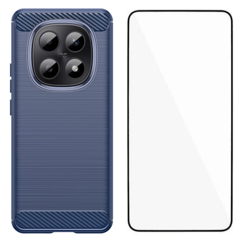 Coque Xiaomi Redmi Note 15 5G / Poco M8 5G Fibre Carbone Brossée avec Protecteur Écran