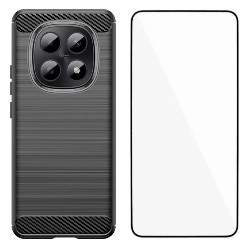 Coque Xiaomi Redmi Note 15 Pro Plus 5G / Poco M8 Pro 5G Fibre Carbone Brossée avec Protecteur Écran