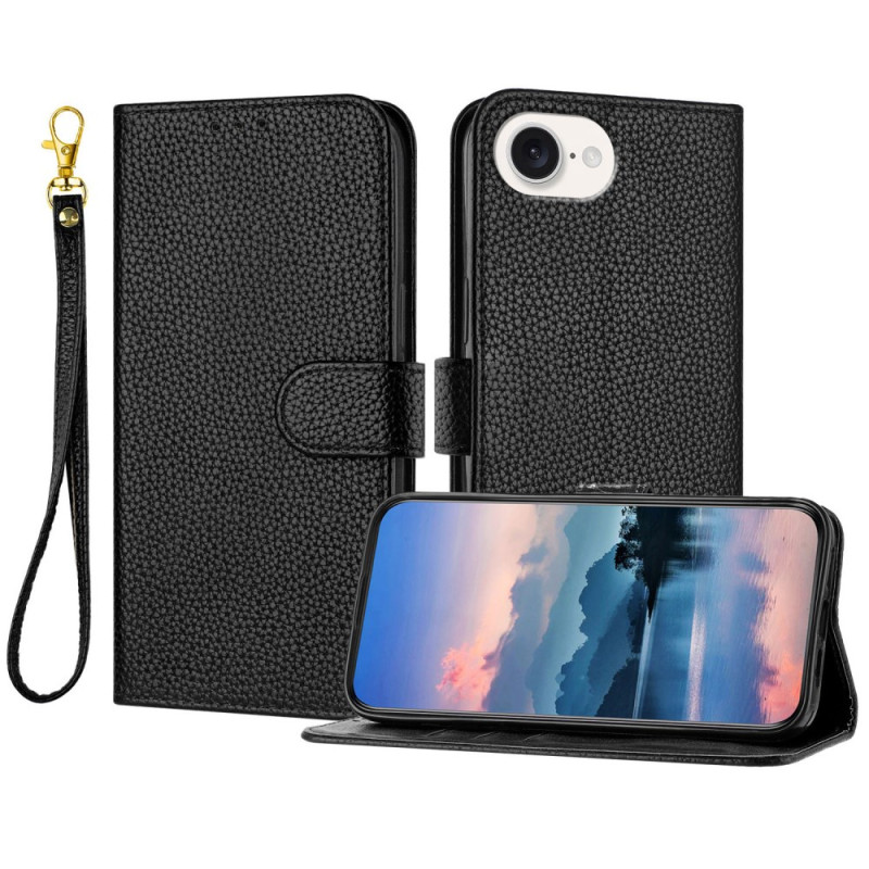 Housse iPhone 17E / 16E Portefeuille Texture Litchi