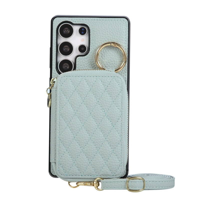 Coque Samsung Galaxy S26 Ultra Porte-Cartes Zippé et Bandoulière