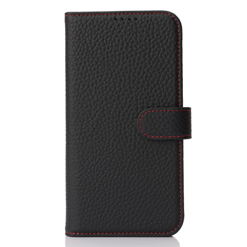 Housse iPhone 17E / 16E Cuir Véritable Texture Litchi (protection RFID)