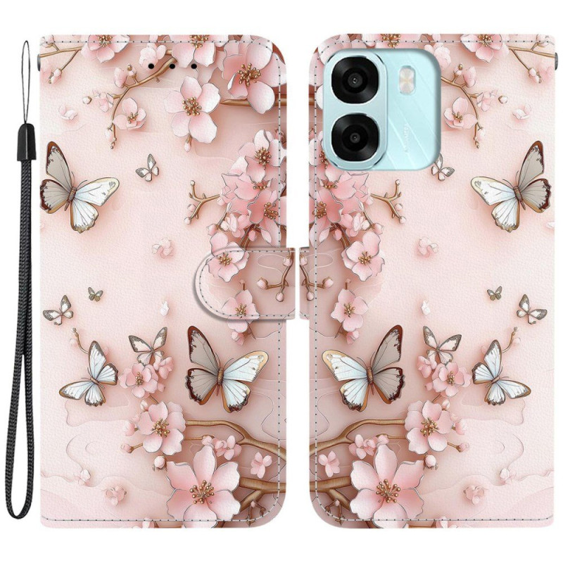 Housse Oppo A6 5G / A6X 5G / 4G Papillons Roses