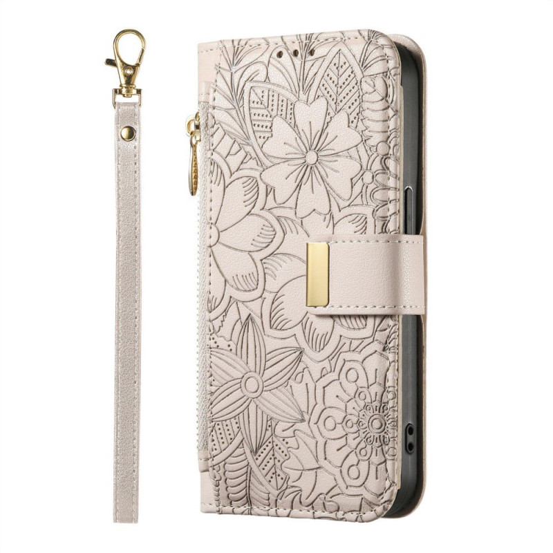 Housse Motorola Edge 60 Neo / 50 Neo Portefeuille Motif Floral avec Dragonne