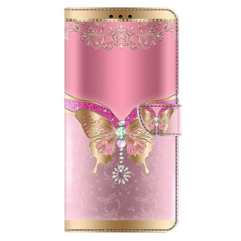Housse Motorola Edge 70 Fusion Papillon Rose et Or
