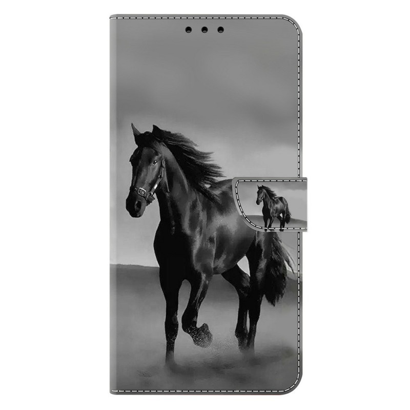 Housse Moto G77 / G67 Cheval Noir