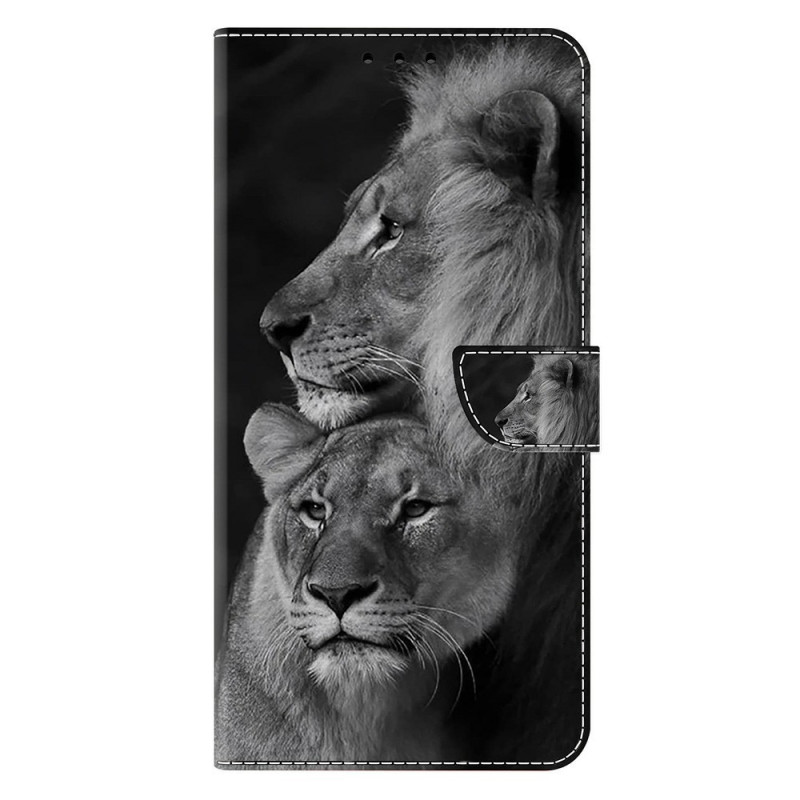 Housse Moto G77 / G67 Couple de Lions