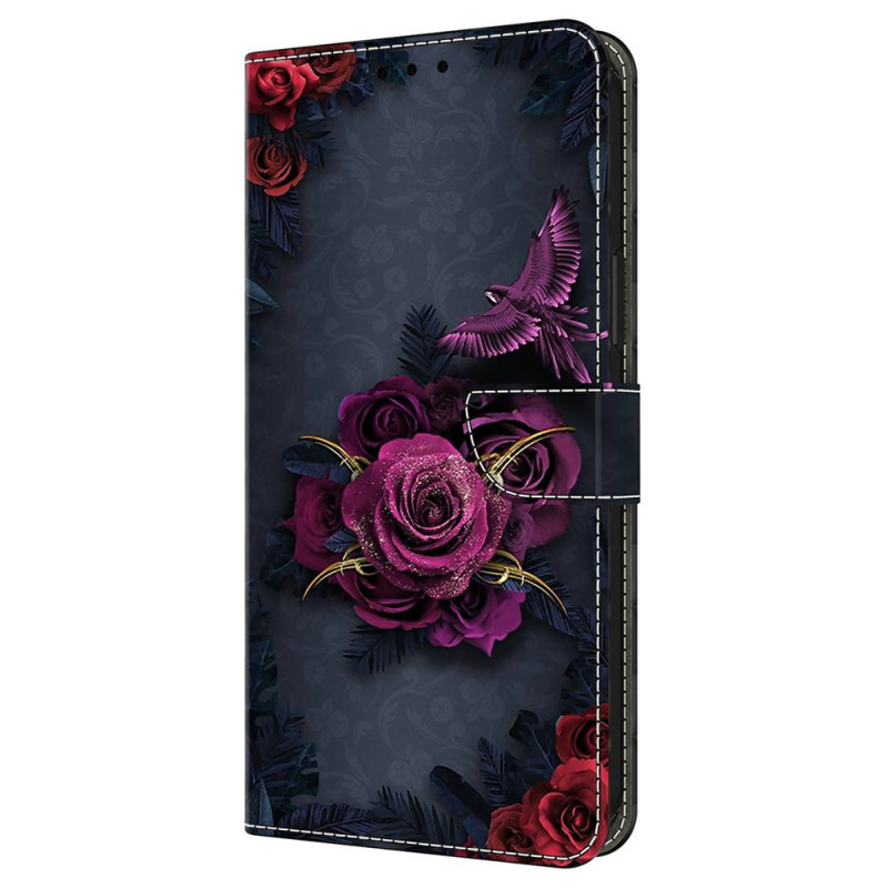 Housse Moto G77 / G67 Fleurs Violettes