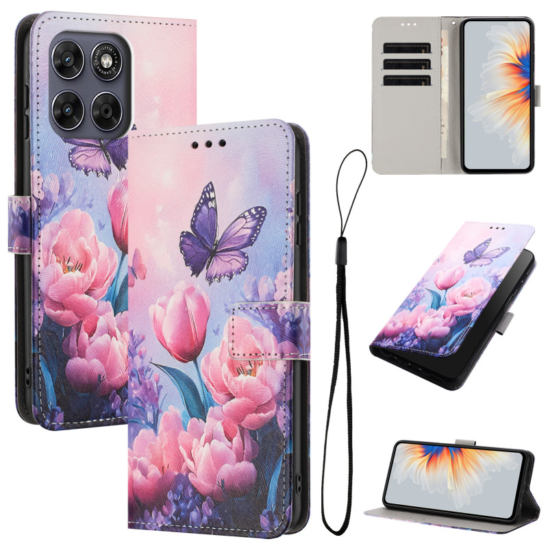 Housse Moto G77 / G67 Tulipes Roses