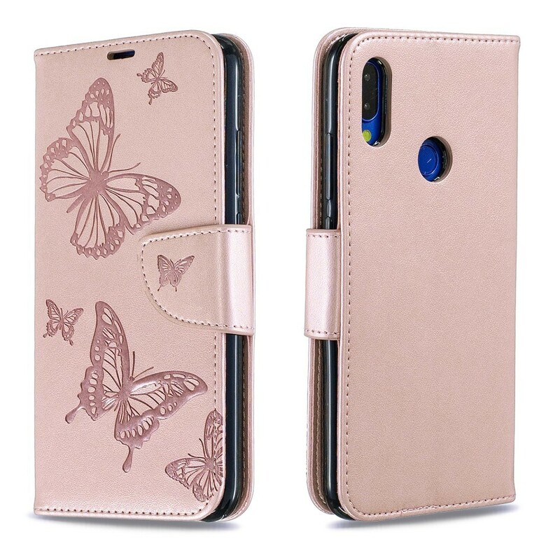 Housse Xiaomi Redmi Note 7 Papillons Imprimés à Lanière